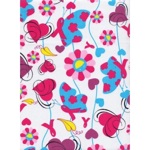 Ткань СVC, 150 г/м2, Белые Сердца (арт. №S08) шир. 150 см