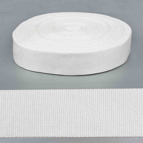 Лента ременная (стропа) 48 мм, белая, рулон 50 м