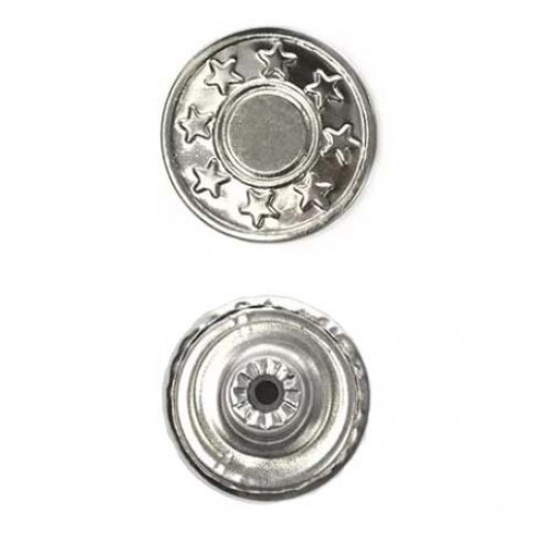 Пуговица джинсовая 17 мм "8 звезд" антик, оксид, никель, черный никель, 100 шт, Турция