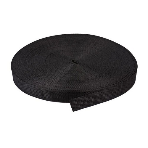 Лента ременная (стропа) 35 мм, черная, рулон 50 м