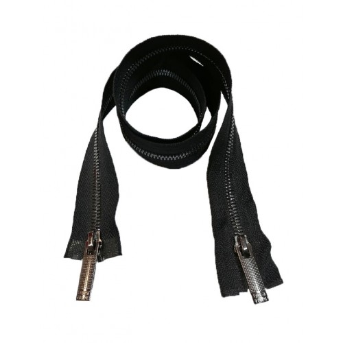 Молния металл Т-5, 2 замка, 70 см, чер. никель, шлифованная, КНР