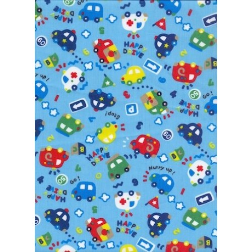 Ткань Тиси 120 г/м2, Голубые Машинки (арт. №2694) шир. 1,50 м