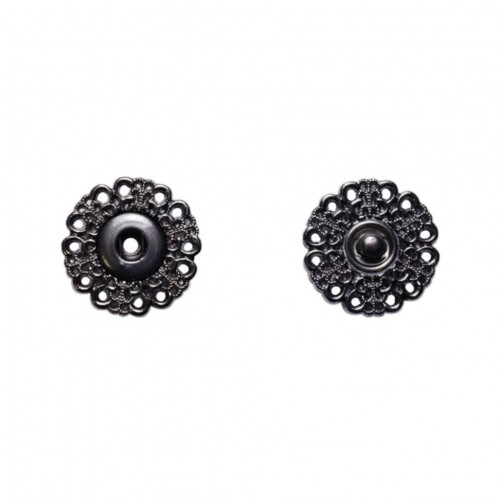 Кнопка 25 мм, потайная, декор, никель/т.никель, уп. 50 шт