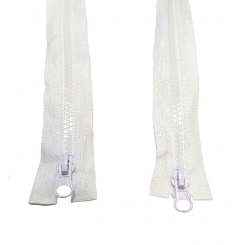 Молния трактор Т-5, 2 бегунка, 65 см, белая (22,4 г/м) LOGO